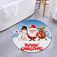 Christmas Door Mat Round Mat Carpet Door Mat Bedroom Living Room Carpet Study Room Carpet Kitchen Bathroom Anti-slip Mat