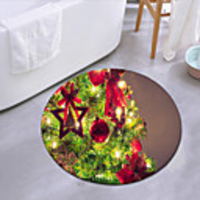 Christmas Door Mat Round Mat Carpet Door Mat Bedroom Living Room Carpet Study Room Carpet Kitchen Bathroom Anti-slip Mat