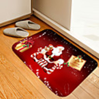 Christmas Door Mat Santa Cat Digital Printing Floor Mat Modern Bath MatsNonwoven Memory Foam Novelty Bathroom