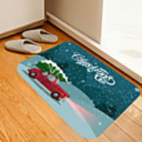 Christmas Door Mat Tree Trolley Digital Printing Floor Mat Modern Bath Mats Nonwoven Memory Foam Novelty Bathroom