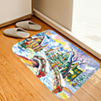 Christmas Door Mat Village Digital Printing Floor Mat Modern Bath Mats Nonwoven Memory Foam Novelty Bathroom