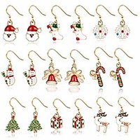 christmas earrings holiday jewelry set gifts for womens girls, thanksgiving xmas jewelry christmas snowman snowflake abduct deer gift box sock santa claus christmas tree bell drop dangle earrings. miniinthebox