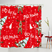 Christmas Elk Christmas Tree Digital Printing Shower Curtain Shower Curtains Hooks Modern Polyester New Design