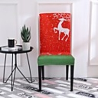 Christmas Elk Print Chair Cover Dining Chair Slipcover Super Fit Stretch Removable Washable Short Dining Chair Protector Cover Seat Slipcover for Hotel/Dining Room/Ceremony/Banquet Wedding Party