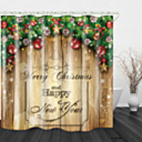 Christmas English Board Digital Printing Shower Curtain Shower Curtains Hooks Modern Polyester Trend Design
