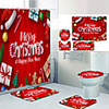 Christmas English Christmas Gift Box Digital Printing Four-piece Set Shower Curtains and Hooks Modern Polyester Machine Made Waterproof Bathroom