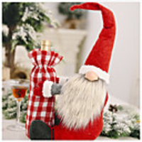 Christmas Forest Old Man Holding Wine Bottle Cover Holiday Decoration Supplies Red Wine Cover Old Man Wine Bottle Bag