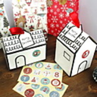 Christmas Gift Box Gift Packaging Box Christmas Candy Biscuit Paper Box With Number Stickers