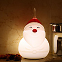 Christmas Gift Colorful Santa Claus Silicone Night Light 6.3 inch Creative Bedside Tap Touch Lamp Bedroom Table Lamp Nursing Light for Kid Baby