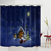 Christmas Gifts For Santa Digital Printing Shower Curtain Shower Curtains Hooks Modern Polyester New Design