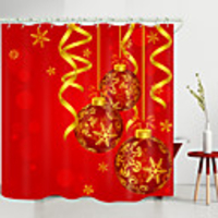 Christmas Golden Chandelier Digital Printing Shower Curtain Shower Curtains Hooks Modern Polyester New Design