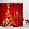 Christmas Golden Christmas Tree Elk Digital Printing Shower Curtain Shower Curtains Hooks Modern Polyester New Design