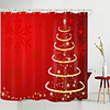 Christmas Golden Stars Christmas Tree Digital Printing Shower Curtain Shower Curtains Hooks Modern Polyester New Design