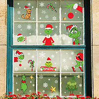 christmas green monster grinch window decorations wall stickers electrostatic stickers window glass stickers miniinthebox