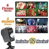 Christmas Halloween Laser Projector 12 Movies Disco Light Mini Window Home Theater Projector Indoor Outdoor Wonderland Window Projector