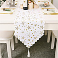 Christmas Holiday Table Decorations Gold Flag Tablecloth