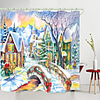 Christmas Little Bridge Village Digital Printing Shower Curtain Shower Curtains Hooks Modern Polyester New Design
