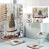 Christmas Mini Christmas Tree Digital Printing Four-piece Set Shower Curtains and Hooks Modern Polyester Machine Made Waterproof Bathroom