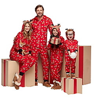 Christmas Pajamas Family Look Deer Christmas pattern Christmas Gifts Print Gray Green Royal Blue Long Sleeve Active Matching Outfits / Sports / Fall / Spring / Casual miniinthebox