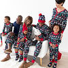 Christmas Pajamas Family Look Santa Claus Christmas Tree Christmas pattern Print Black Long Sleeve Active Matching Outfits / Fall / Winter / Casual miniinthebox
