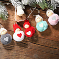 Christmas Pompom Pendant Cute Mini Snowman Pendant Tree Decoration Pompons Doll Pendant Doll