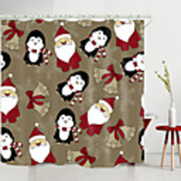 Christmas Santa Bell Penguin Digital Printing Shower Curtain Shower Curtains Hooks Modern Polyester New Design
