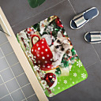 Christmas Santa Claus Holiday Party Christmas Tree Elk Snowflake Candle Gift Firepla Pattern Rug Door Mat Hallway Carpets Area Rugs for Bedroom Living Room Carpet Kitchen Bathroom Anti-Slip Floor Mats