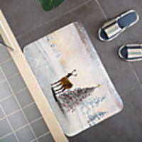 Christmas Santa Claus Holiday Party Christmas Tree Elk Snowflake Candle Gift Firepla Pattern Rug Door Mat Hallway Carpets Area Rugs for Bedroom Living Room Carpet Kitchen Bathroom Anti-Slip Floor Mats