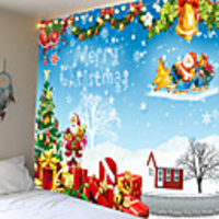 Christmas Santa Claus Holiday Party Wall Tapestry Art Deco Blanket Curtain Picnic Table Cloth Hanging At Home Bedroom Living Room Dormitory Decoration Christmas Tree Gift
