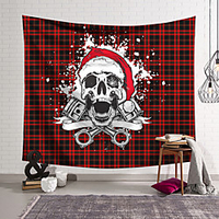 Christmas Santa Claus Holiday Party Wall Tapestry Art Decor Blanket Curtain Hanging Home Bedroom Living Room Decoration Skull Red Green Plaid Christmas Hat