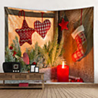 Christmas Santa Claus Holiday Party Wall Tapestry Art Decor Blanket Curtain Picnic Tablecloth Hanging Home Bedroom Living Room Dorm Decoration Christmas Gift Candle Polyester Beauty Views