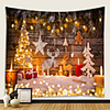 Christmas Santa Claus Holiday Party Wall Tapestry Art Decor Blanket Curtain Picnic Tablecloth Hanging Home Bedroom Living Room Dorm Decoration Christmas Gift Elk Snowflake Polyester Beauty Views