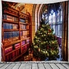 Christmas Santa Claus Holiday Party Wall Tapestry Art Decor Blanket Curtain Picnic Tablecloth Hanging Home Bedroom Living Room Dorm Decoration Christmas Tree Bookshelf