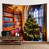 Christmas Santa Claus Holiday Party Wall Tapestry Art Decor Blanket Curtain Picnic Tablecloth Hanging Home Bedroom Living Room Dorm Decoration Christmas Tree Bookshelf Window Polyester Beauty View