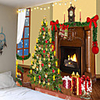 Christmas Santa Claus Holiday Party Wall Tapestry Art Decor Blanket Curtain Picnic Tablecloth Hanging Home Bedroom Living Room Dorm Decoration Christmas Tree Candle Fireplace