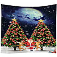 Christmas Santa Claus Holiday Party Wall Tapestry Art Decor Blanket Curtain Picnic Tablecloth Hanging Home Bedroom Living Room Dorm Decoration Christmas Tree Elk Polyester