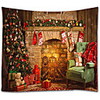 Christmas Santa Claus Holiday Party Wall Tapestry Art Decor Blanket Curtain Picnic Tablecloth Hanging Home Bedroom Living Room Dorm Decoration Christmas Tree Fireplace Gift Polyester View