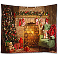 Christmas Santa Claus Holiday Party Wall Tapestry Art Decor Blanket Curtain Picnic Tablecloth Hanging Home Bedroom Living Room Dorm Decoration Christmas Tree Fireplace Gift Polyester View