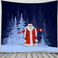 Christmas Santa Claus Holiday Party Wall Tapestry Art Decor Blanket Curtain Picnic Tablecloth Hanging Home Bedroom Living Room Dorm Decoration Christmas Tree Gift Fireplace