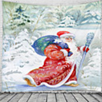 Christmas Santa Claus Holiday Party Wall Tapestry Art Decor Blanket Curtain Picnic Tablecloth Hanging Home Bedroom Living Room Dorm Decoration Christmas Tree Gift Fireplace