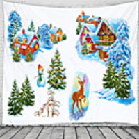Christmas Santa Claus Holiday Party Wall Tapestry Art Decor Blanket Curtain Picnic Tablecloth Hanging Home Bedroom Living Room Dorm Decoration Christmas Tree Gift Fireplace