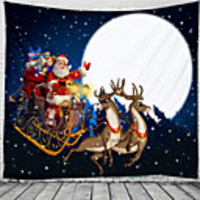 Christmas Santa Claus Holiday Party Wall Tapestry Art Decor Blanket Curtain Picnic Tablecloth Hanging Home Bedroom Living Room Dorm Decoration Christmas Tree Gift Fireplace