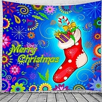 Christmas Santa Claus Holiday Party Wall Tapestry Art Decor Blanket Curtain Picnic Tablecloth Hanging Home Bedroom Living Room Dorm Decoration Christmas Tree Gift Fireplace