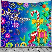 Christmas Santa Claus Holiday Party Wall Tapestry Art Decor Blanket Curtain Picnic Tablecloth Hanging Home Bedroom Living Room Dorm Decoration Christmas Tree Gift Fireplace