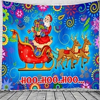 Christmas Santa Claus Holiday Party Wall Tapestry Art Decor Blanket Curtain Picnic Tablecloth Hanging Home Bedroom Living Room Dorm Decoration Christmas Tree Gift Fireplace