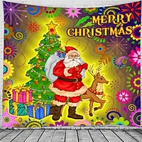 Christmas Santa Claus Holiday Party Wall Tapestry Art Decor Blanket Curtain Picnic Tablecloth Hanging Home Bedroom Living Room Dorm Decoration Christmas Tree Gift Fireplace