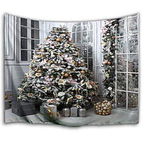 Christmas Santa Claus Holiday Party Wall Tapestry Art Decor Blanket Curtain Picnic Tablecloth Hanging Home Bedroom Living Room Dorm Decoration Christmas Tree Gift Polyester Views