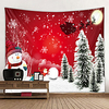 Christmas Santa Claus Holiday Party Wall Tapestry Art Decor Blanket Curtain Picnic Tablecloth Hanging Home Bedroom Living Room Dorm Decoration Christmas Tree Gift Snowman Polyester