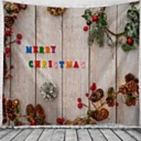 Christmas Santa Claus Holiday Party Wall Tapestry Art Decor Blanket Curtain Picnic Tablecloth Hanging Home Bedroom Living Room Dorm Decoration Christmas Tree Hazelnuts