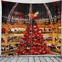 Christmas Santa Claus Holiday Party Wall Tapestry Art Decor Blanket Curtain Picnic Tablecloth Hanging Home Bedroom Living Room Dorm Decoration Christmas Tree Polyester